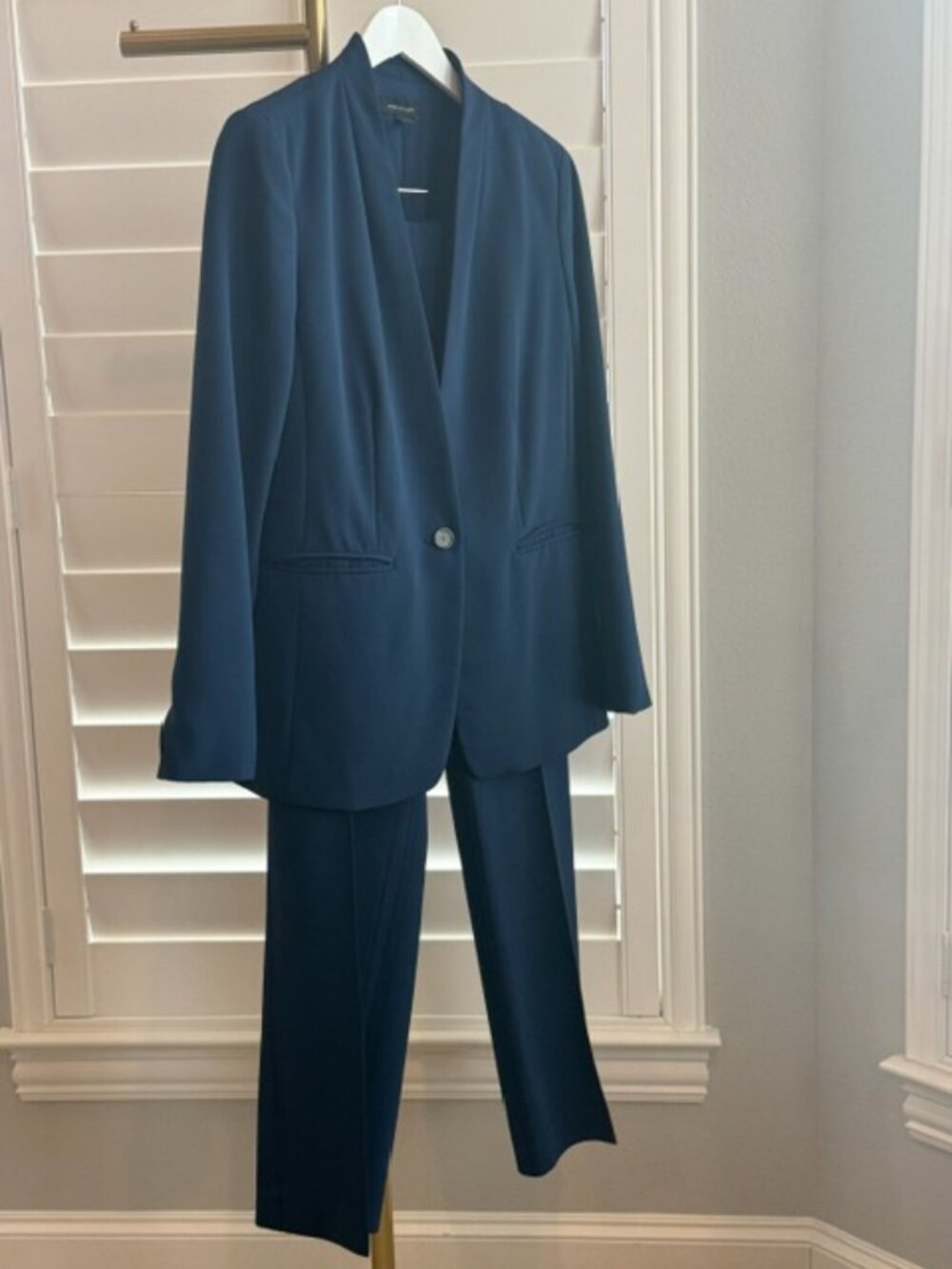 Ann Tylor Blue 2 Piece Pantsuit Blazer & Pants Size 10